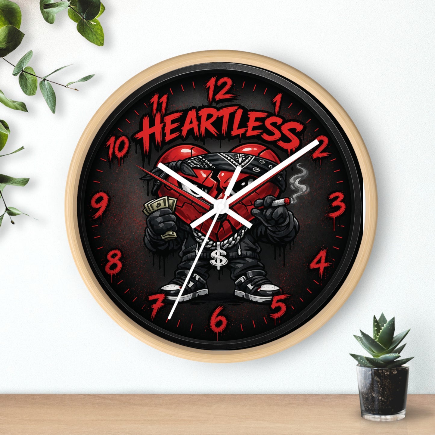 Heartless Streetwear Wall Clock — Urban Heart Thug Design
