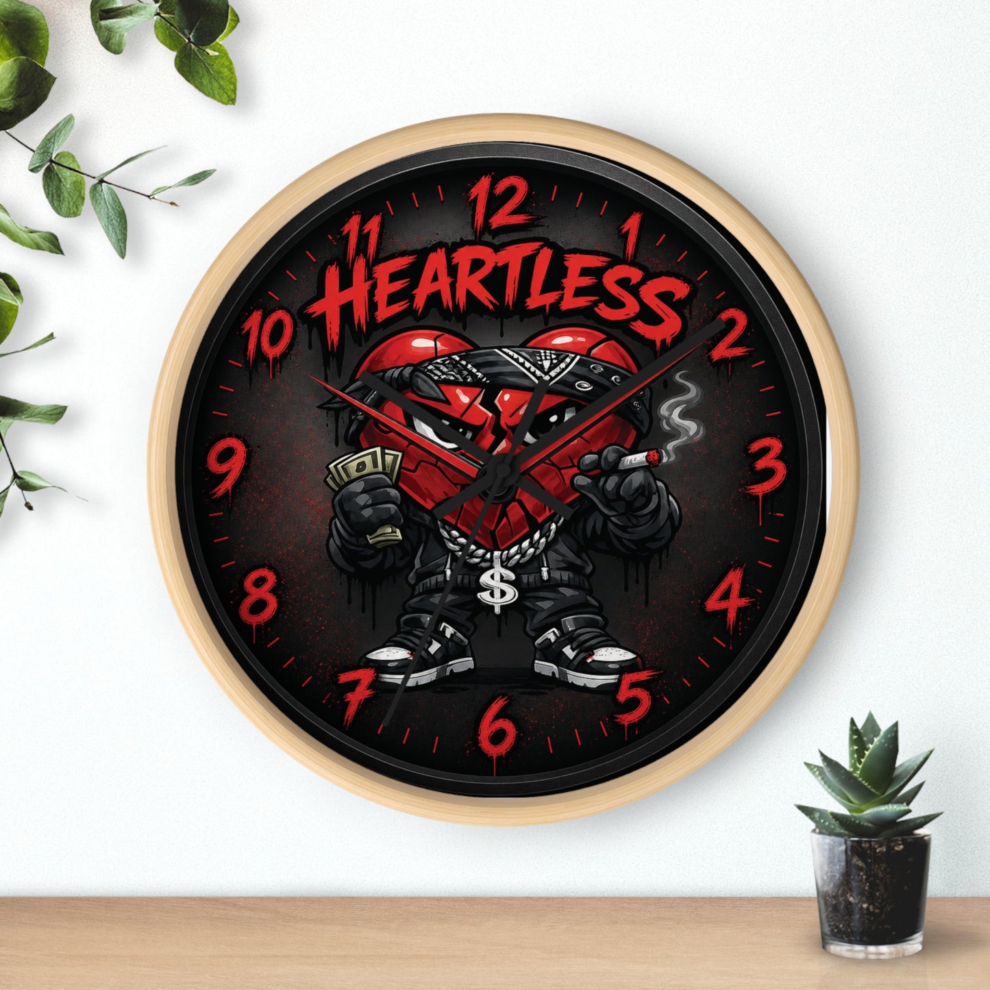 Heartless Streetwear Wall Clock — Urban Heart Thug Design