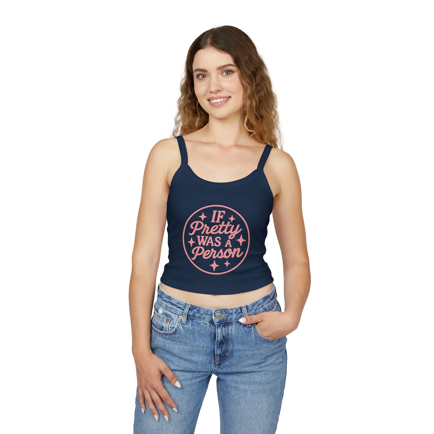 If Pretty Was a Person Crop Tank Top — Funny Feminine Graphic Summer Top