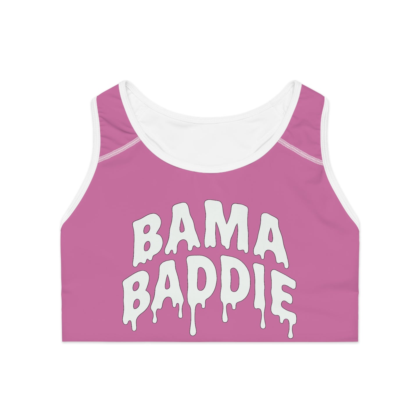 Bama Baddie Sports Bra — Pink Drip Script Activewear