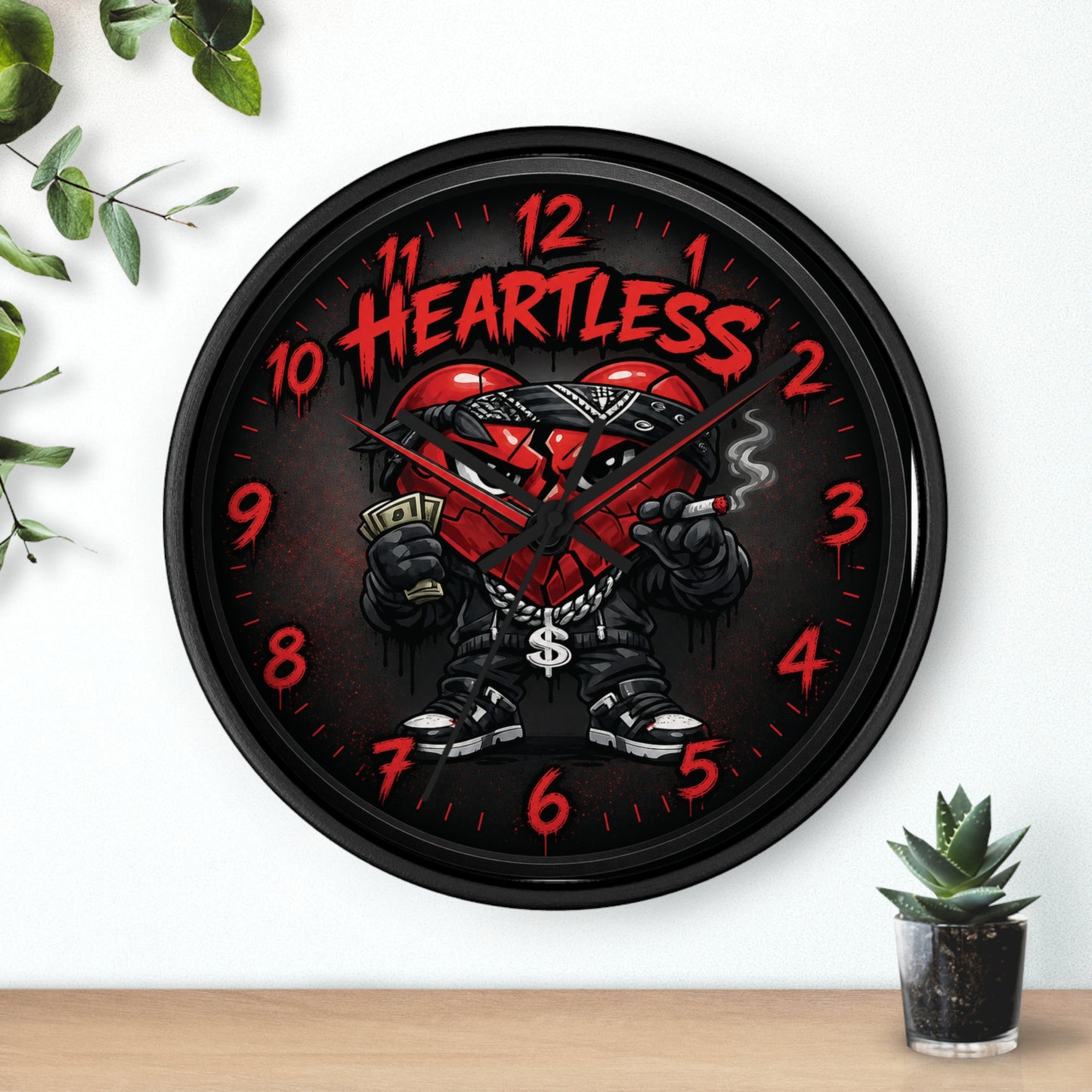 Heartless Streetwear Wall Clock — Urban Heart Thug Design