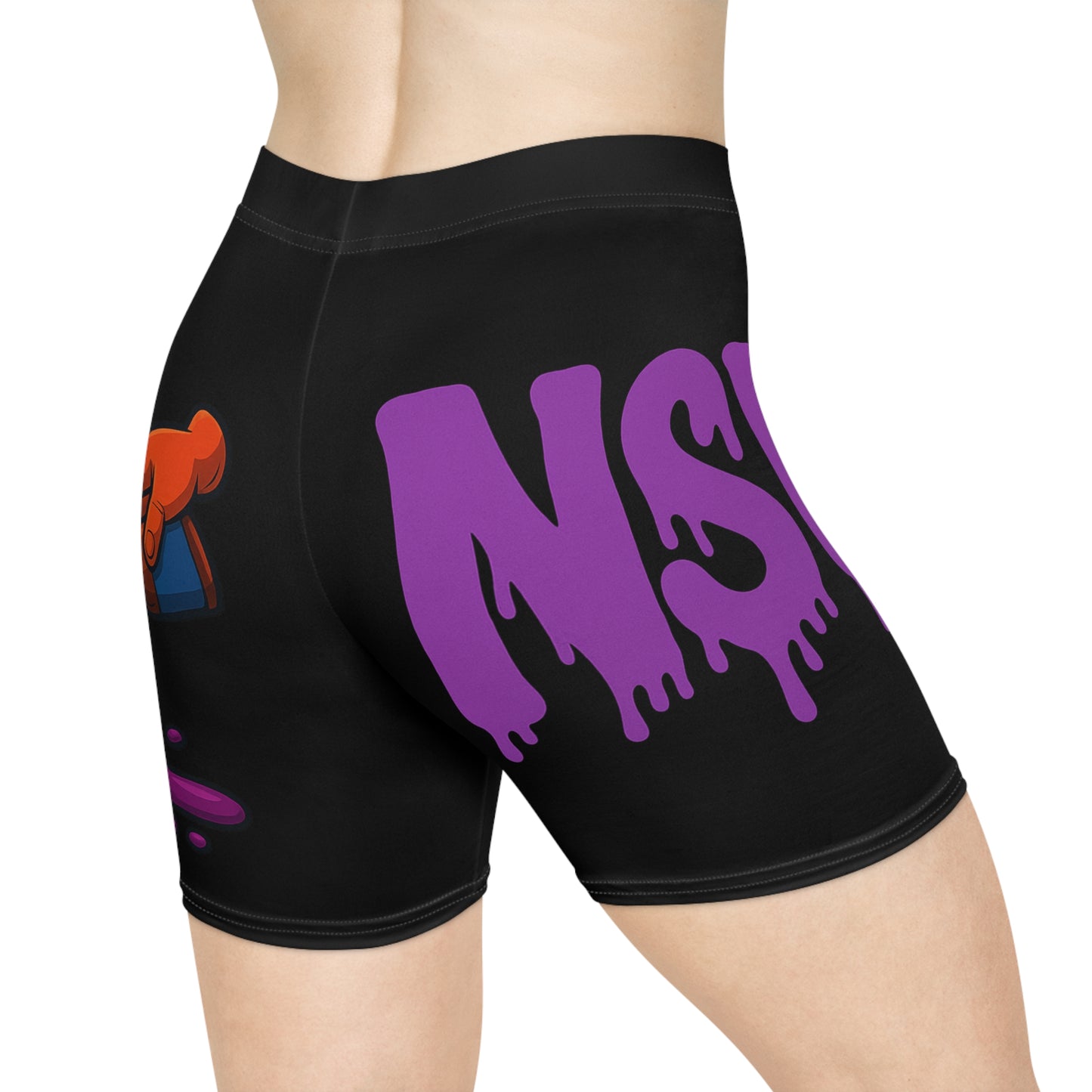 Women's Biker Shorts - Purple Drip Sprite Pour Graphic