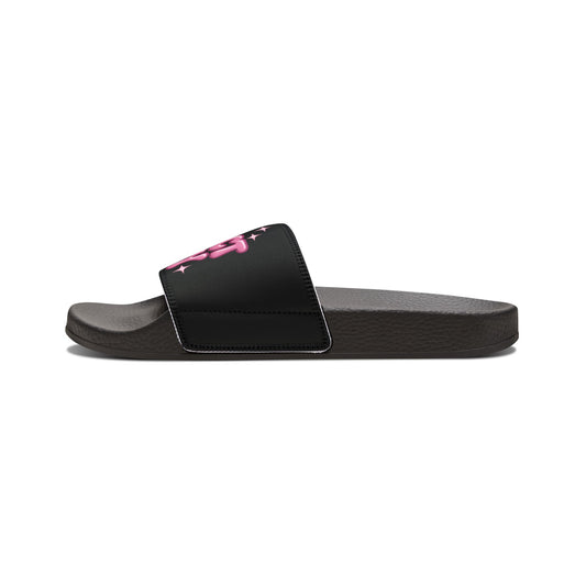 Slide Sandals — "Project Baby" Pink Logo Adjustable Strap Slides