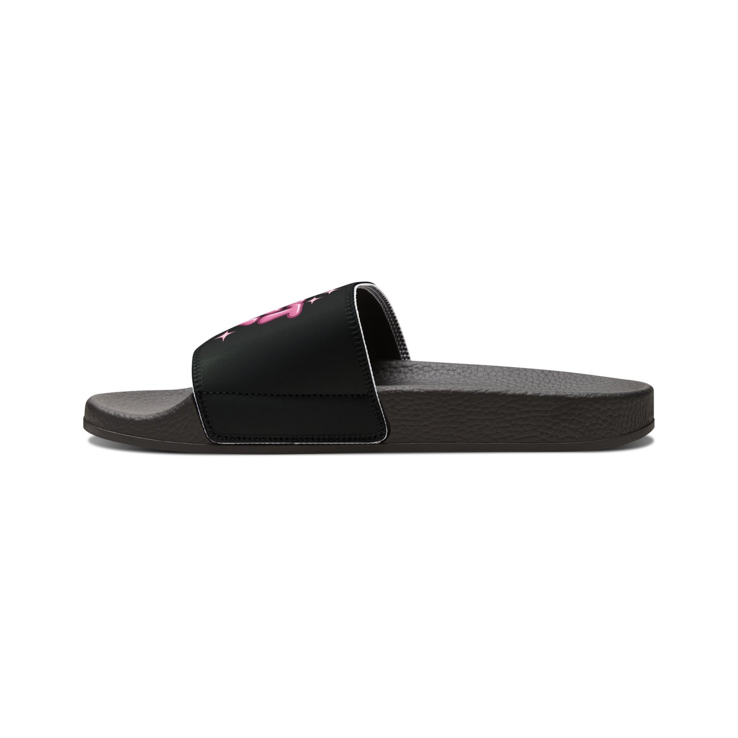 Slide Sandals — "Project Baby" Pink Logo Adjustable Strap Slides
