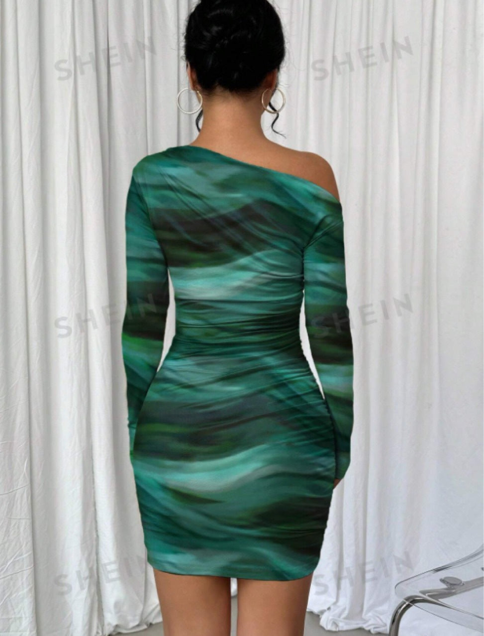 2024 Spring and Autumn Europe and America Amazon Cross-border Foreign Trade New Fashion Tie-Dye Long Sleeve Slim-fit Spice Girls dress Women