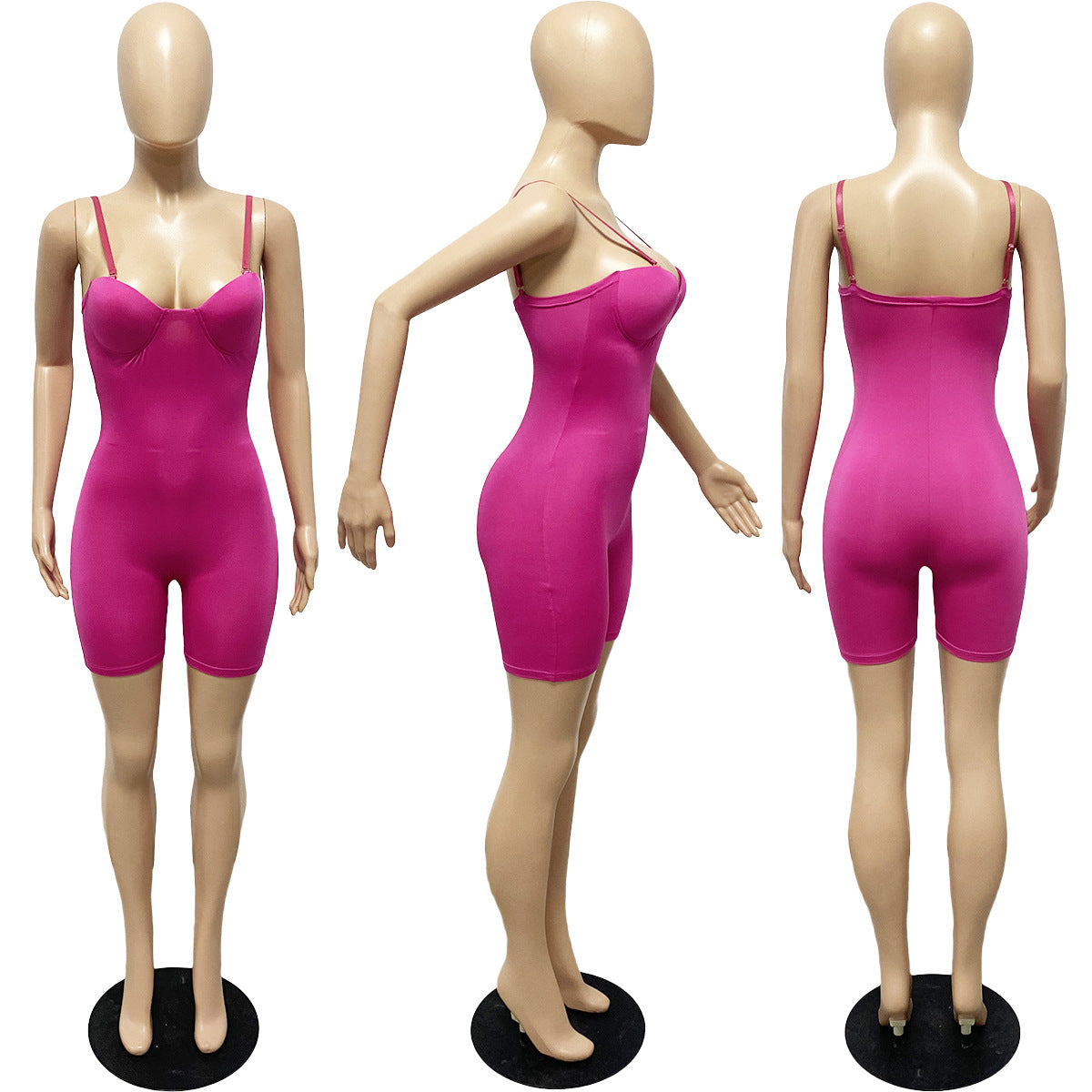 F190 European and American Style 2024 Summer Women's New Sexy Low-Cut Suspenders High-Waist Slim Hip-Hugging One-Piece Shorts for Women