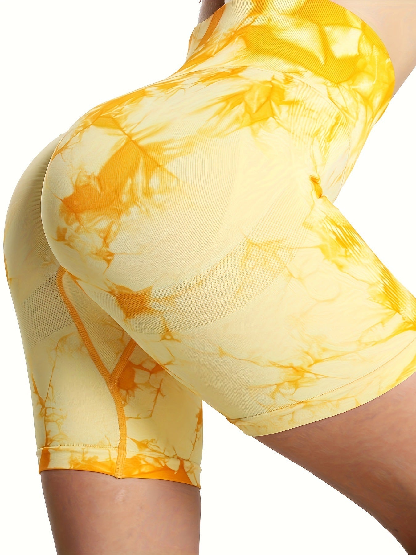3Pcs High Waist Tie Dye Yoga Shorts for Women Seams Cross-Border