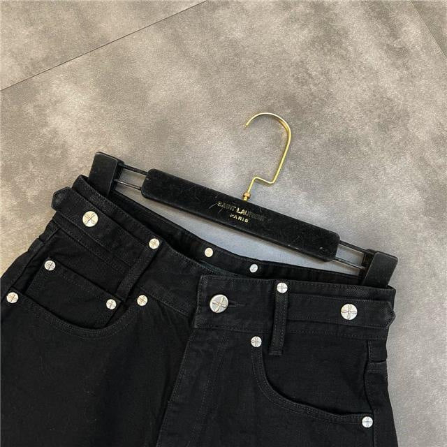 Lace-Up Raw Edge Cross Flower Picture Sweet Cool Dark Style Denim Shorts for Women Summer Outer Wear Large Size Fat mm Popular Hot Pants