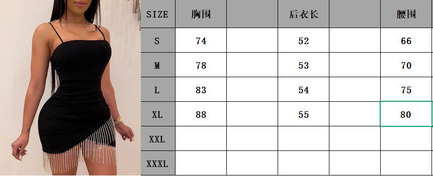Factory Direct Sales European and American Hip-Hugging Dress Nightclub Tube Top Tassel Hot Diamond Suspender Temperament New Dress for Women Dropshipping